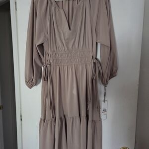 Calvin Klein Long Sleeve Taupe Dress